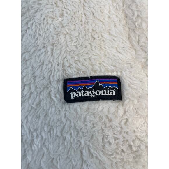 Patagonia Girls Los Gatos Furry Fleece Vest White Size S 7-8 Zip Up - Picture 10 of 10